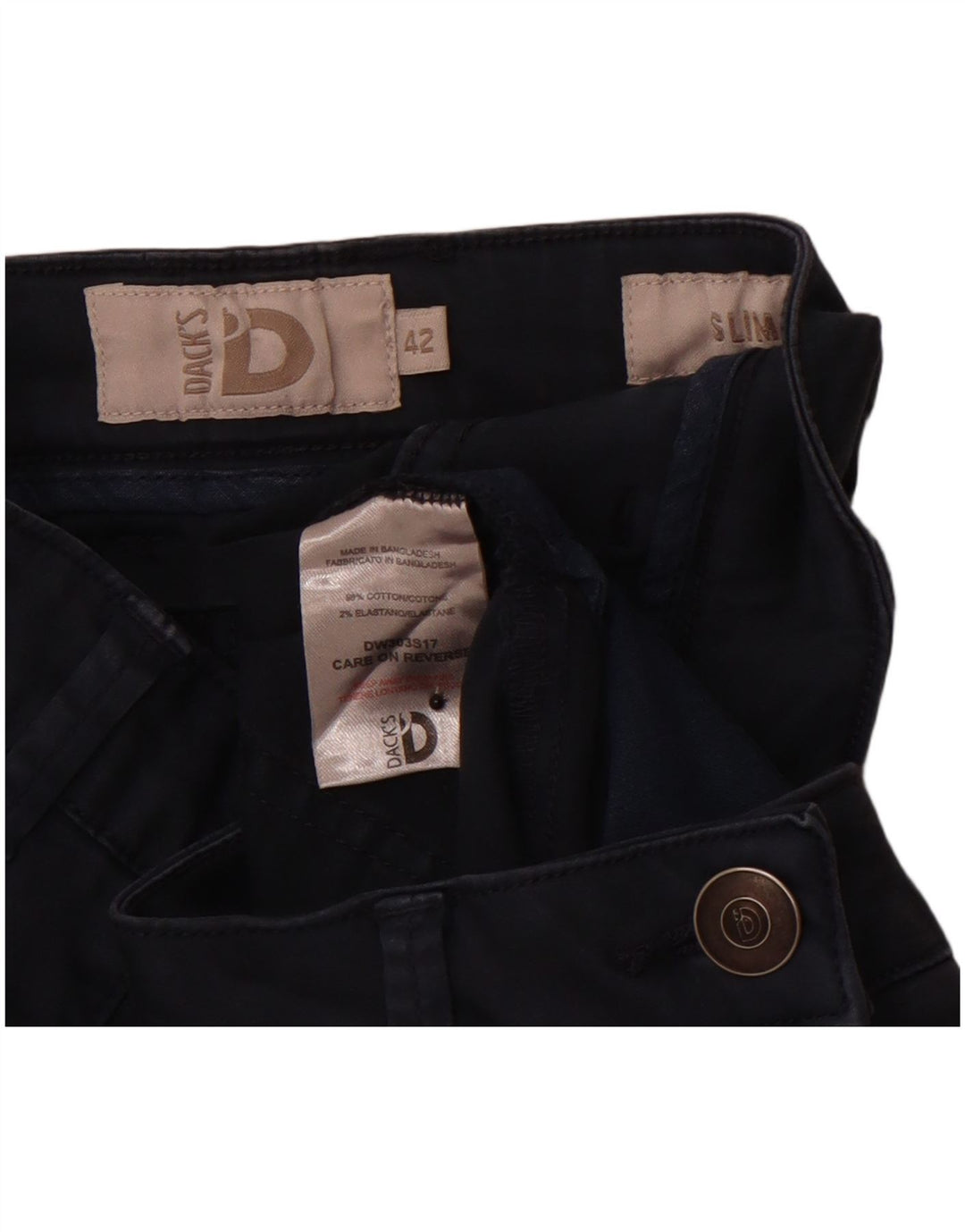 DACK'S Womens Slim Fit Casual Trousers IT 42 Medium W30 L29 Navy Blue