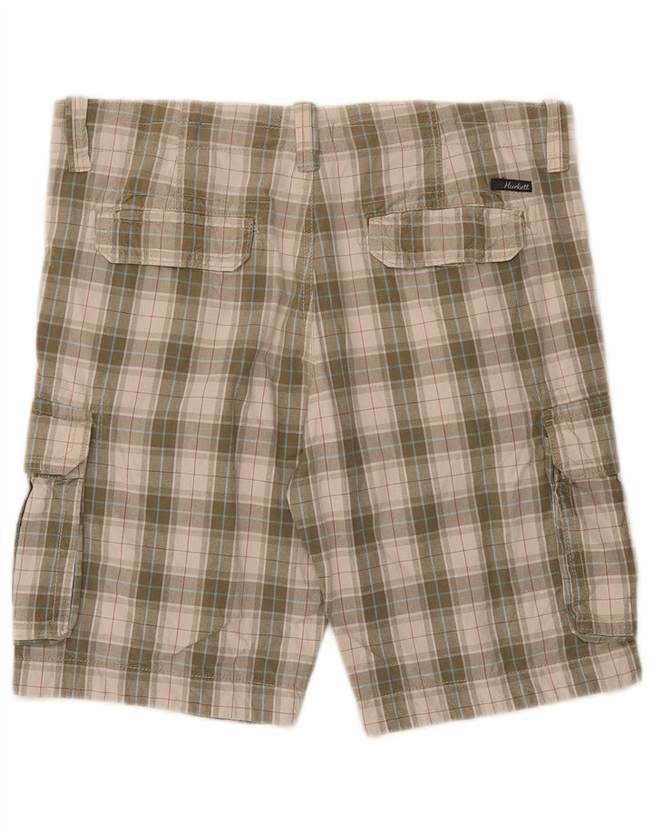 VINTAGE Herren Cargo Shorts IT 50 Large W38 Grün kariert