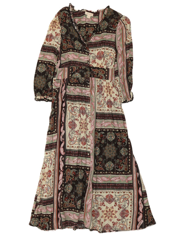 Monsoon Womens 3/4 Sleeve Maxi Dress UK 10 Small Multicoloured Patchwork