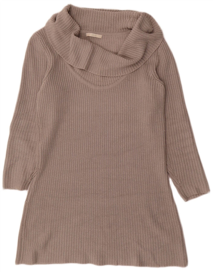 Marks & Spencer Womens Long Sleeve Roll Neck Jumper Dress UK 12 Medium Grey