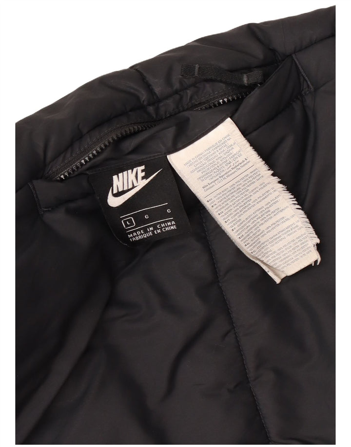 Nike Dame Hætte Vendbar Polstret Jakke UK 16 Stor Sort Polyester