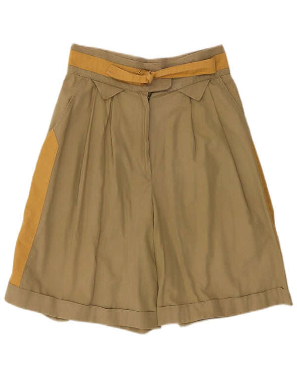Vintage Womens High Waist Bermuda Shorts IT 44 Medium W28 Khaki Colourblock