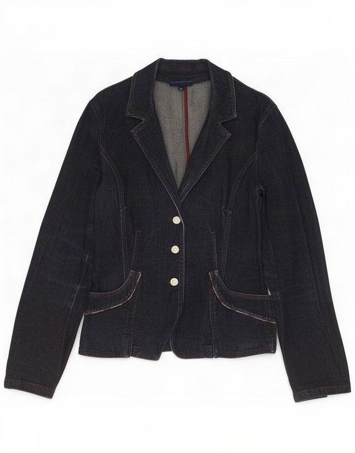 Giacca Blazer in Denim a 3 Bottoni da Donna Trussardi Jeans IT 46 Large Blu Navy