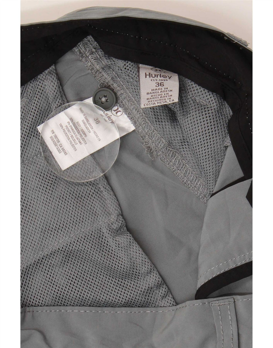 Hurley Mens Chino Shorts W36 Grande Poliéster Cinza