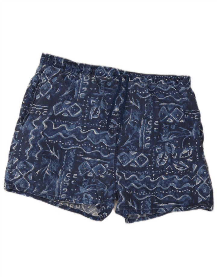 Marks & Spencer Mens Swimming Shorts Large  Navy Blue Geometric