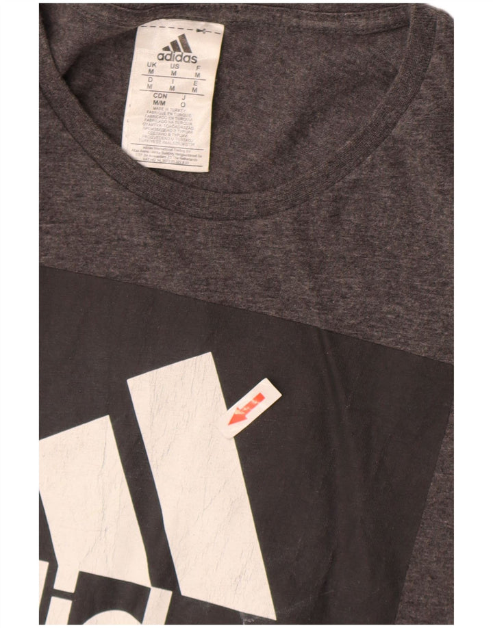 Adidas Mens Graphic T-Shirt Top Medium Grey Flecked Cotton
