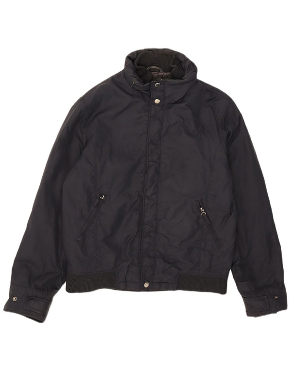 Zara Herre hættepolstret jakke UK 40 Stor marineblå nylon