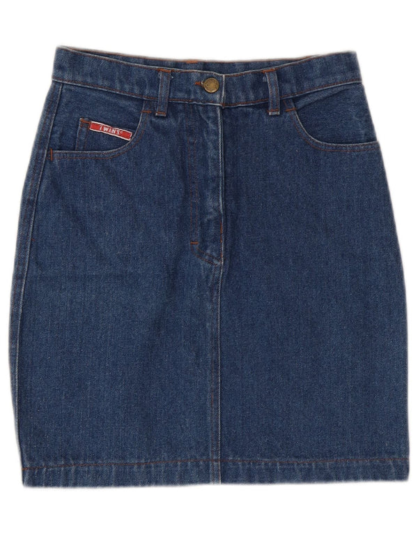 Vintage Womens High Waist Denim Skirt Large W26 Blue Cotton