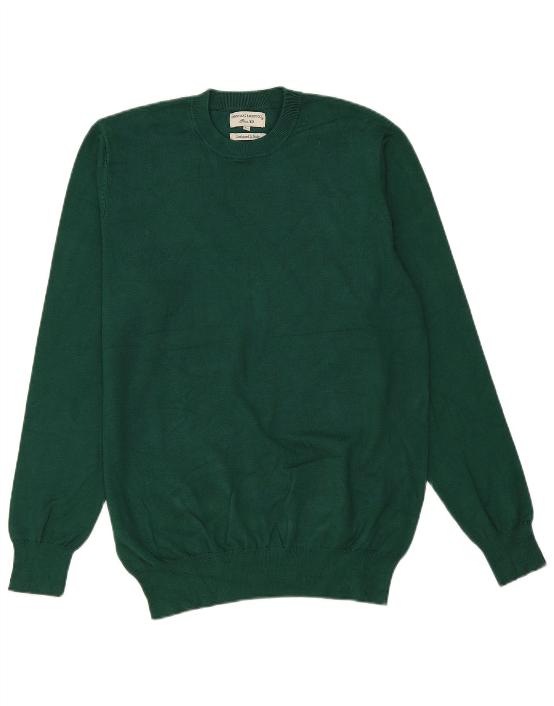 Vintage Mens Crew Neck Jumper Sweater Large Green Viscose