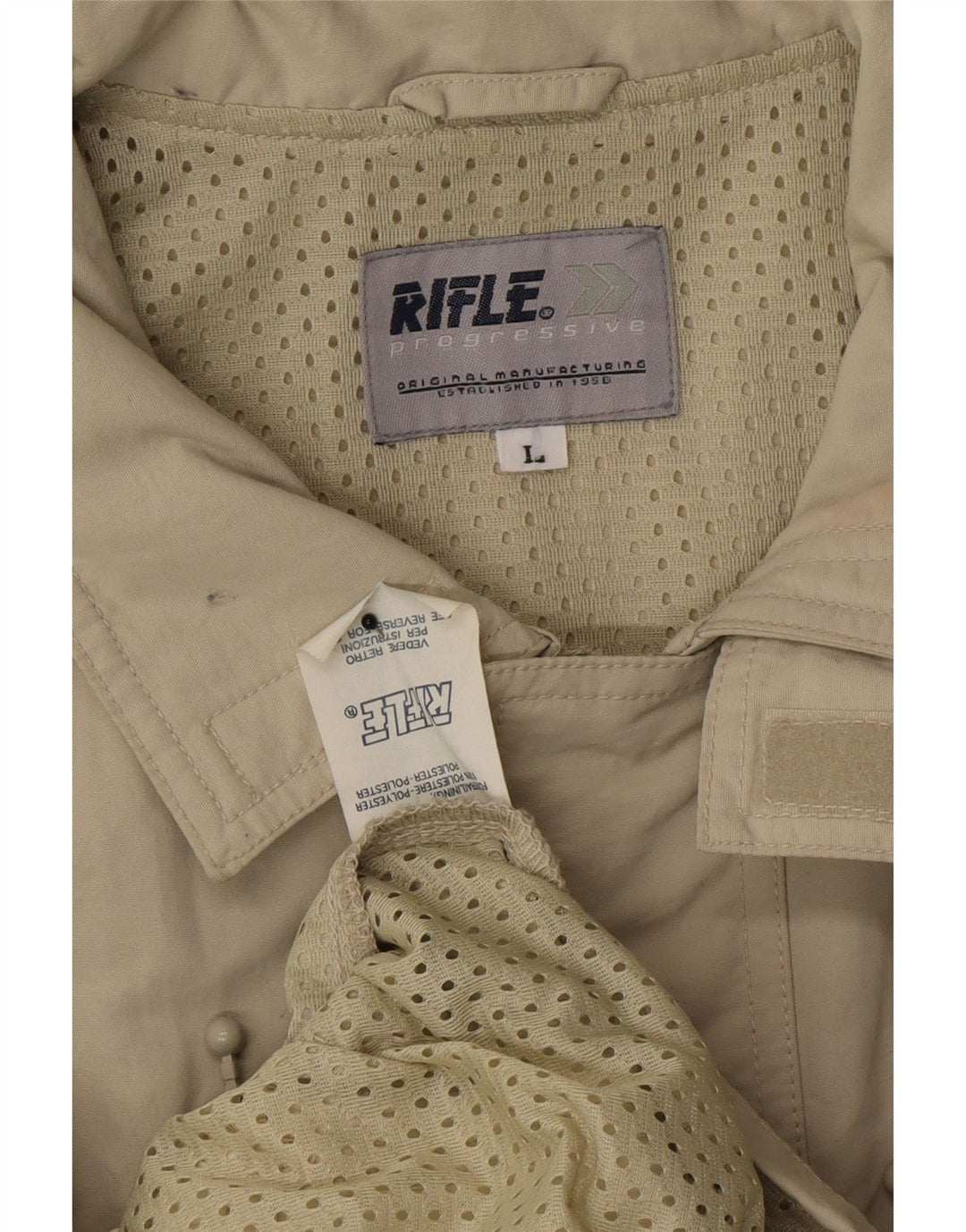 RIFLE Mens Utility Jacket UK 40 Large Beige Polyester Vintage Rifle and Second-Hand Rifle from Messina Hembry 
