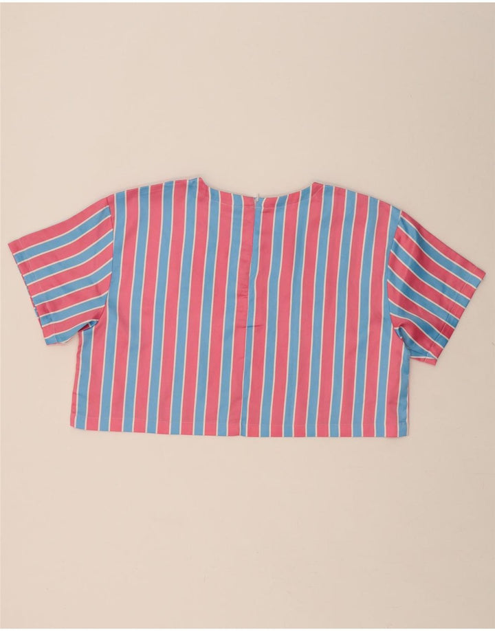 ELLESSE Womens Loose Fit Crop Top UK 14 Large Pink Striped Polyester Vintage Ellesse and Second-Hand Ellesse from Messina Hembry 