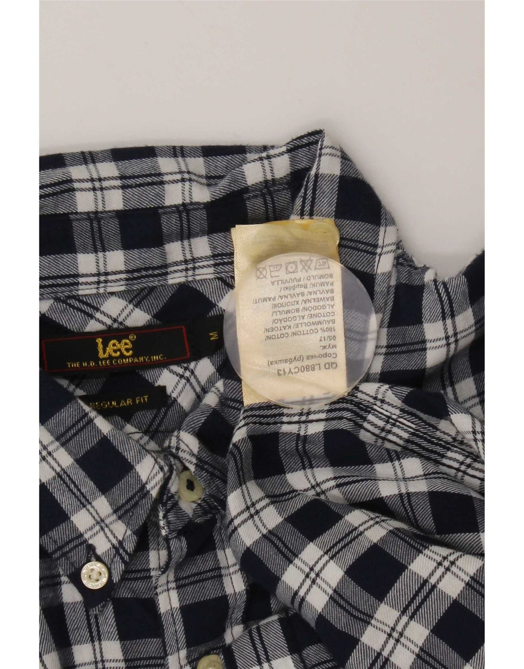 Lee Mens Regular Fit Flannel Shirt Medium Navy Blue Check Cotton