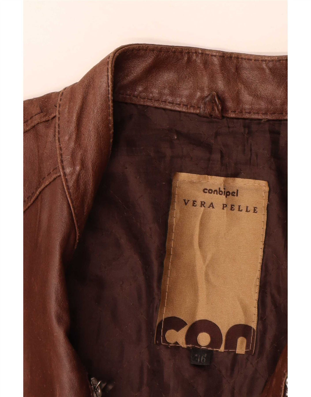 Conbipel Mens Leather Jacket IT 46 Small Brown Leather