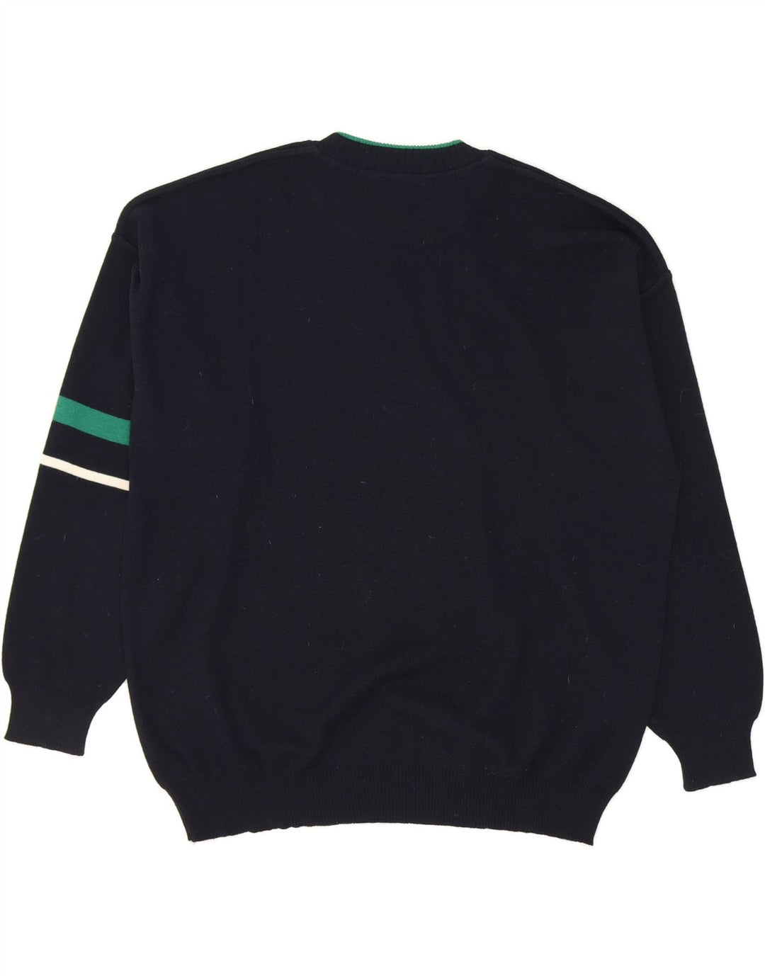 WHITE SAILS Mens Crew Neck Jumper Sweater XL Navy Blue Striped Vintage White Sails and Second-Hand White Sails from Messina Hembry 