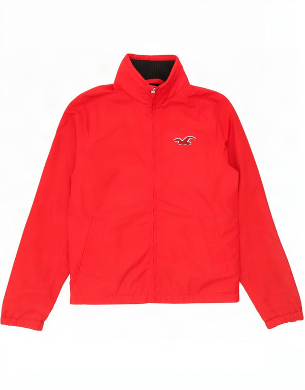 Jaqueta bomber superdimensionada feminina Hollister UK 10 poliéster vermelho pequeno