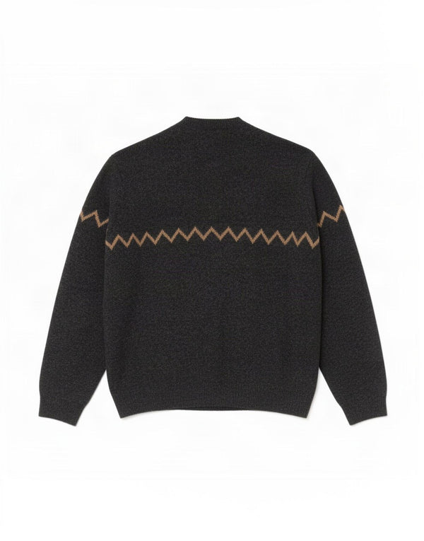 Hugo Boss Mens Crew Neck Jumper Sweater IT 50 Medium Grey Geometric Wool