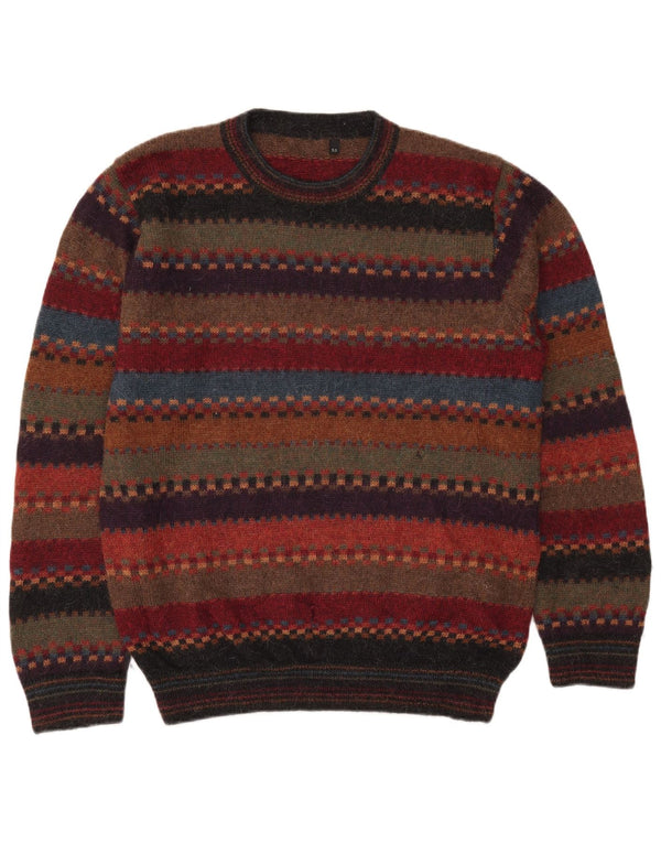 Vintage Mens Crew Neck Jumper Sweater IT 52 Large Multicoloured Striped