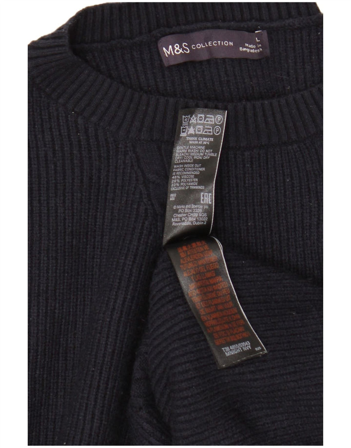 Marks & Spencer Mens Crew Neck Jumper Sweater Large Navy Blue Viscose