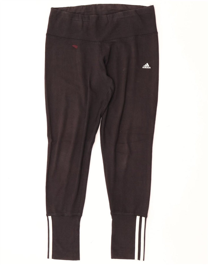 Adidas Womens Leggings UK 12/14 Medium Black Cotton