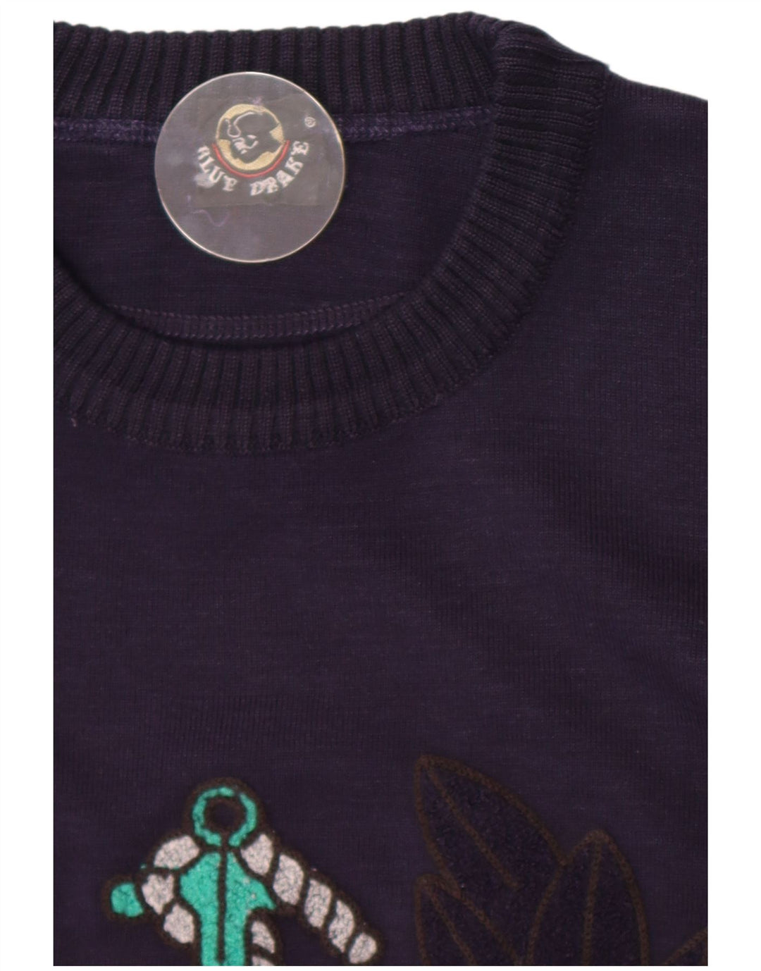 Blue Drake Mens Graphic Crew Neck Jumper Sweater Large Navy Blue