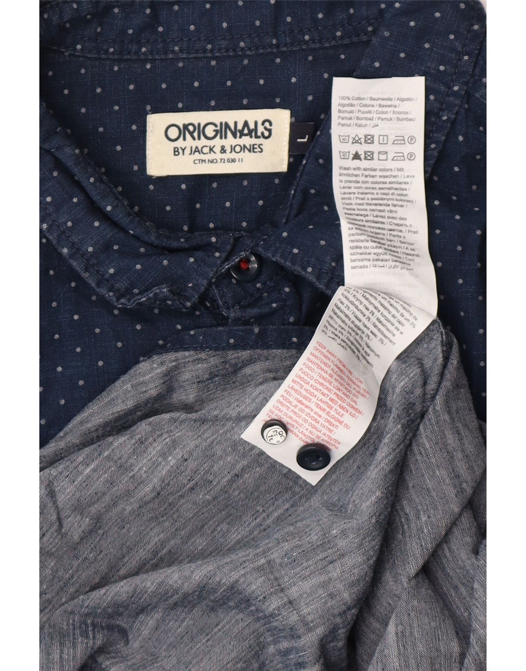 JACK & JONES Herren-Hemd, groß, marineblau gepunktete Baumwolle