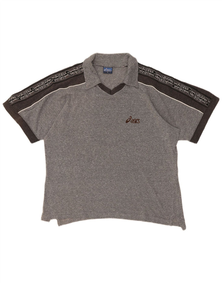 Asics Herren-Poloshirt mit Grafik, Größe S, Grau, Farbblock