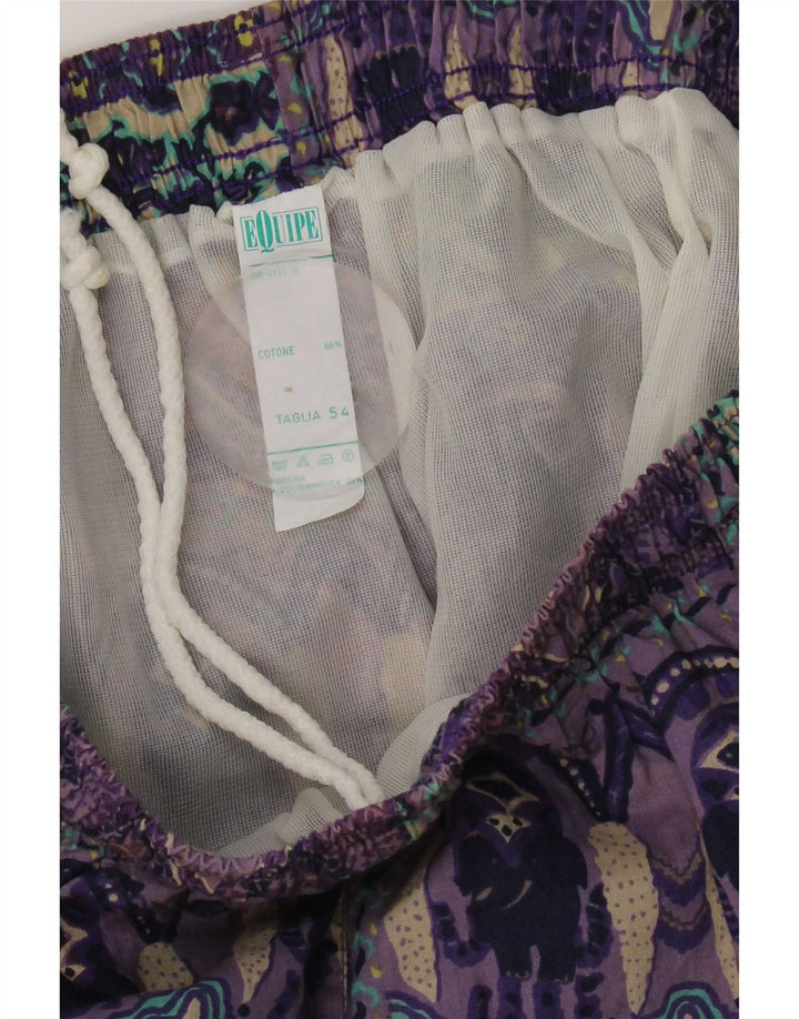 Pantaloncini da bagno da donna Equipe UK 14 grande cotone patchwork viola