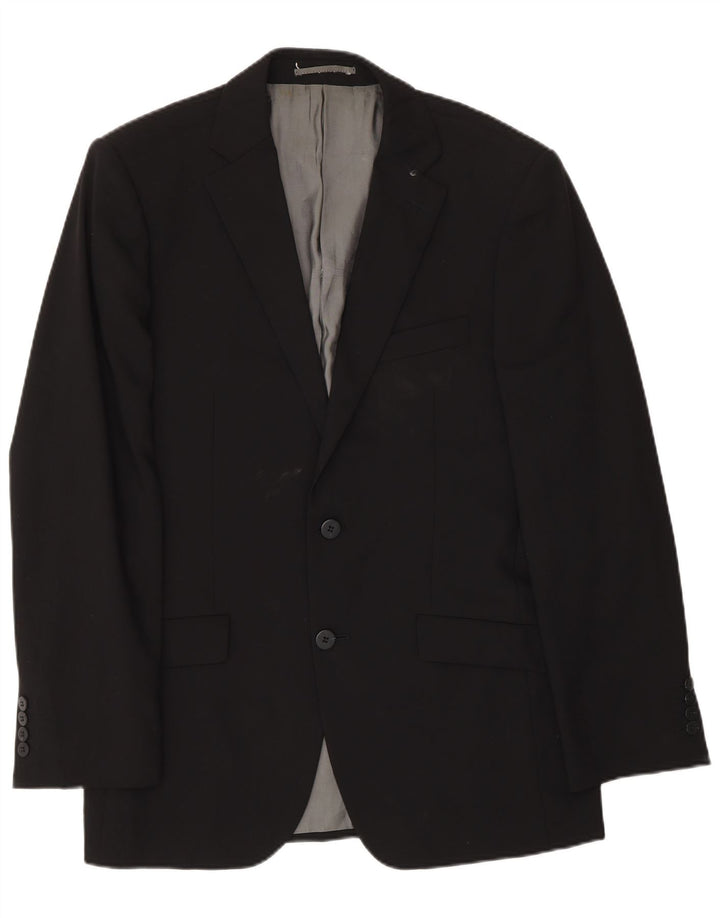 Pierre Cardin Veste Blazer 2 Boutons Homme UK 38 Laine Noir Moyen