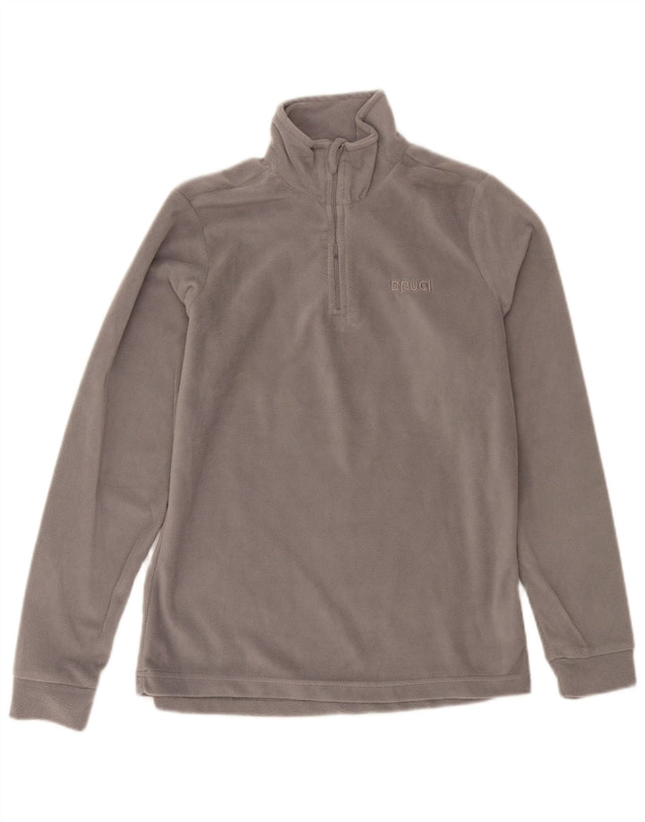 Brugi Womens Zip Neck Fleece Jumper UK 14 Medium Grey Polyester