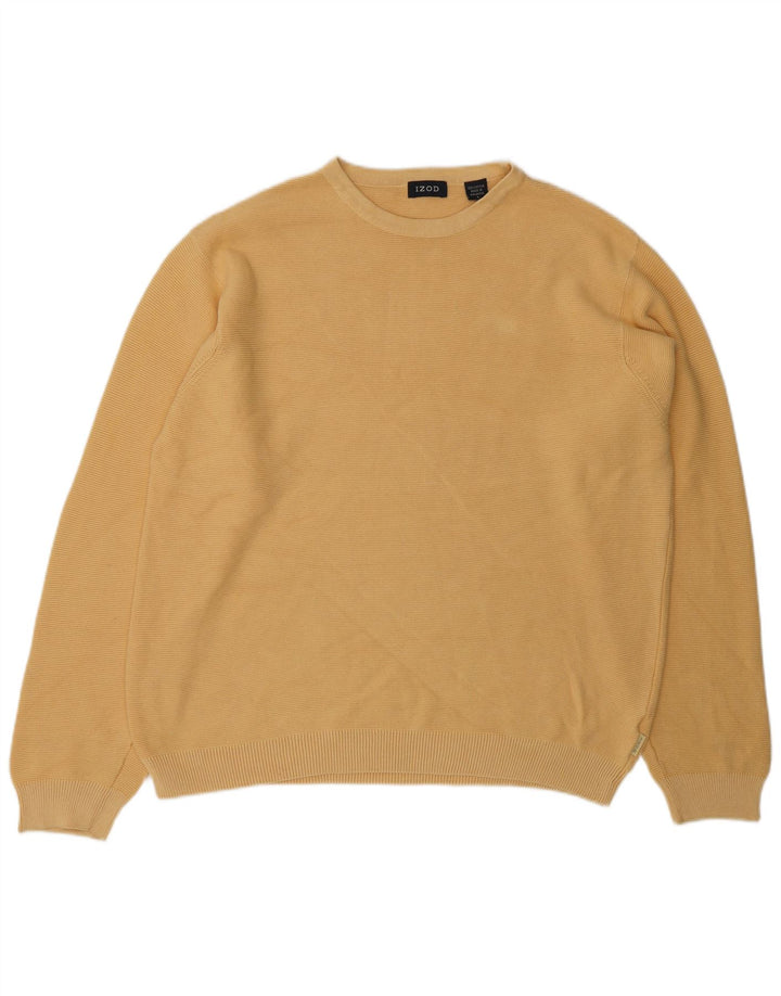 IZOD Mens Crew Neck Jumper Sweater Large Yellow Cotton