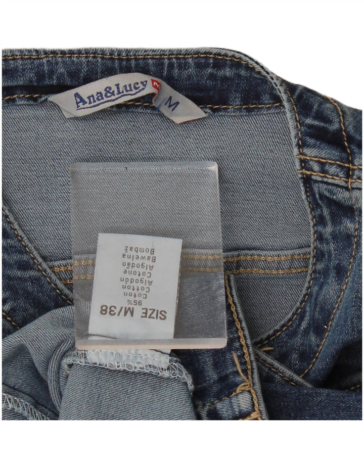 Vintage Womens Crop Denim Jacket UK 12 Medium Navy Blue Cotton