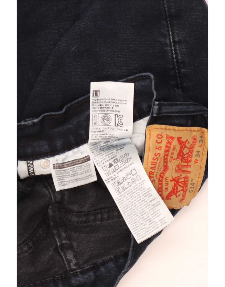Levi's Mens 514 Straight Jeans W34 L34 Navy Blue Cotton