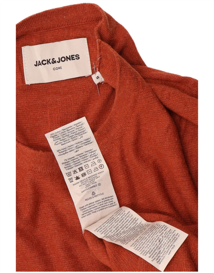 Jack & Jones Mens Top Long Sleeve Small Orange Cotton