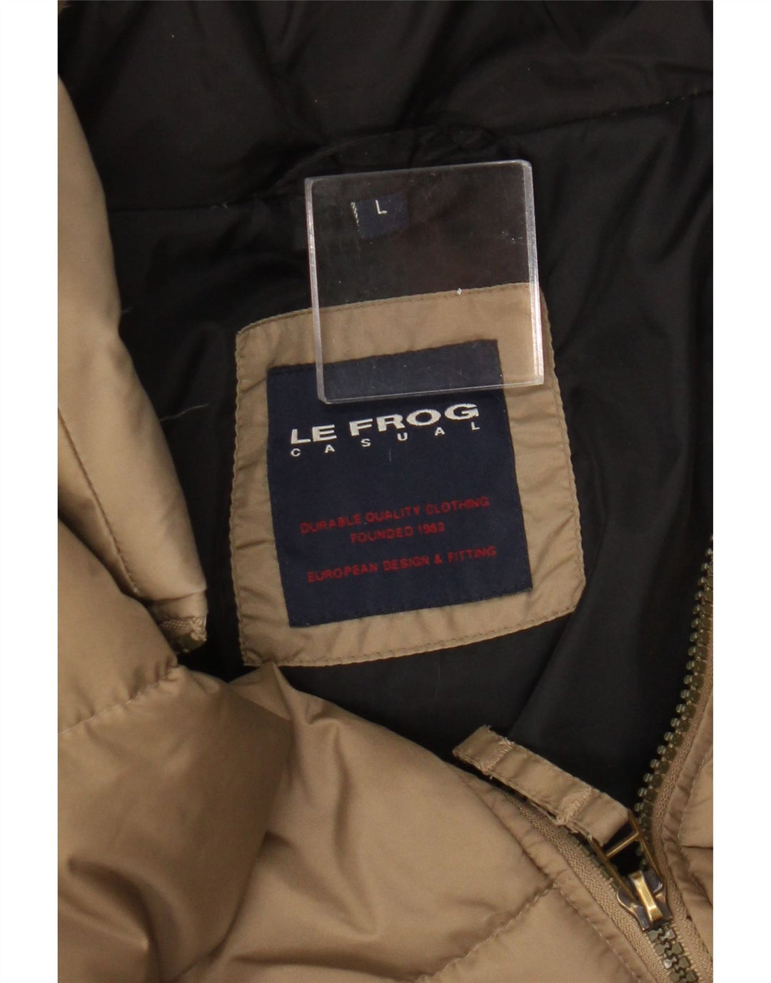 Le Frog Mens Padded Jacket UK 40 Large Beige Polyamide