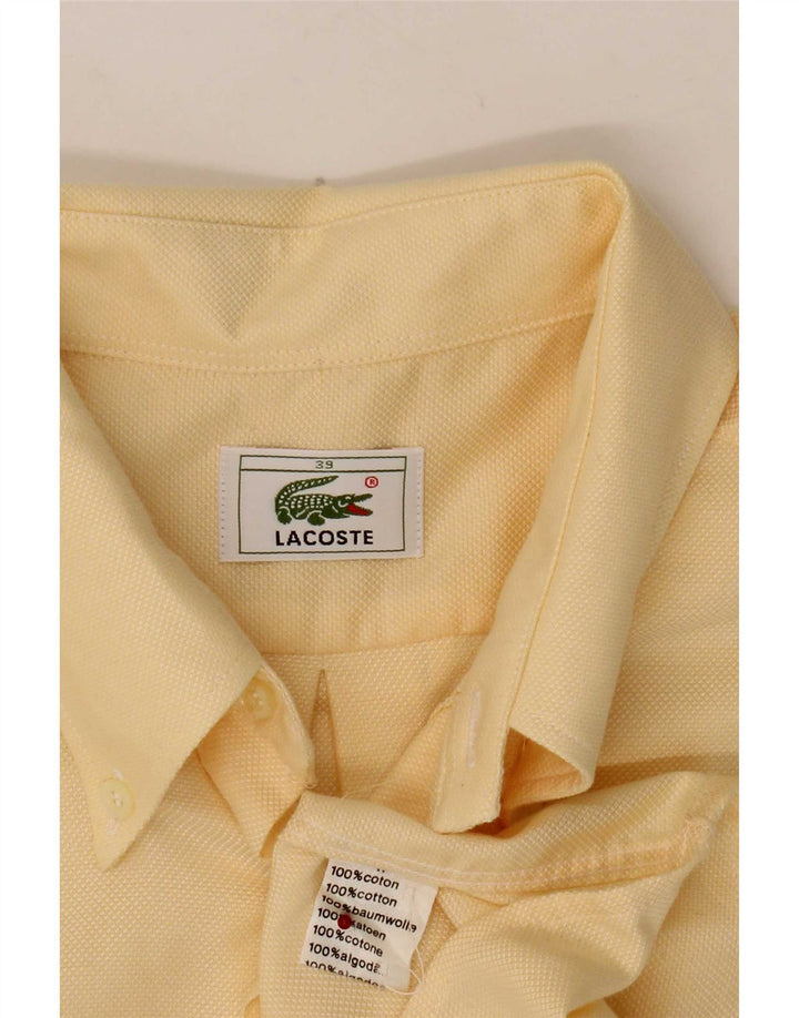Camisa Lacoste Hombre Talla 39 Algodón Amarillo Mediano