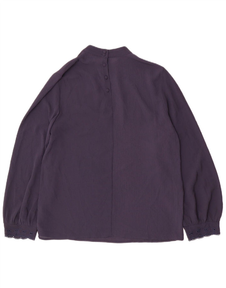 Marks & Spencer Womens Long Sleeve Blouse Top UK 12 Medium Navy Blue