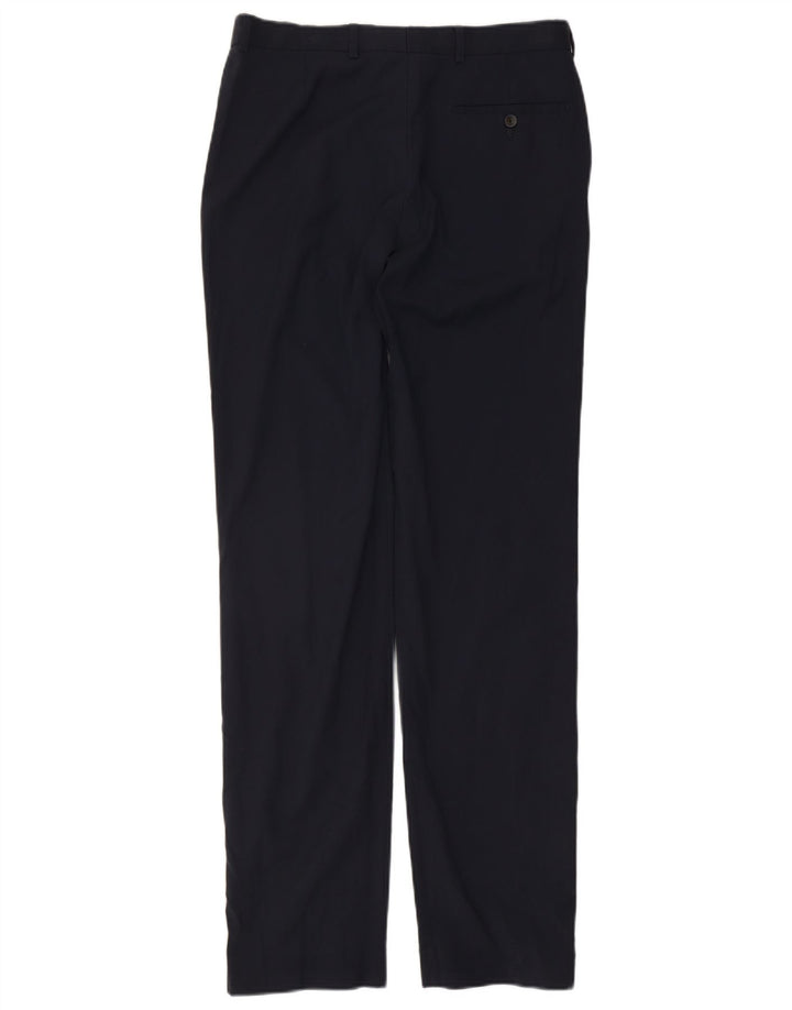Marks & Spencer Mens Tailored Straight Suit Trousers W32 L35 Navy Blue