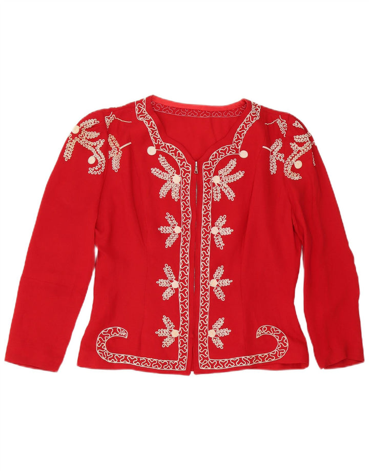 Vintage Womens Cardigan Top UK 14 Medium Red Floral