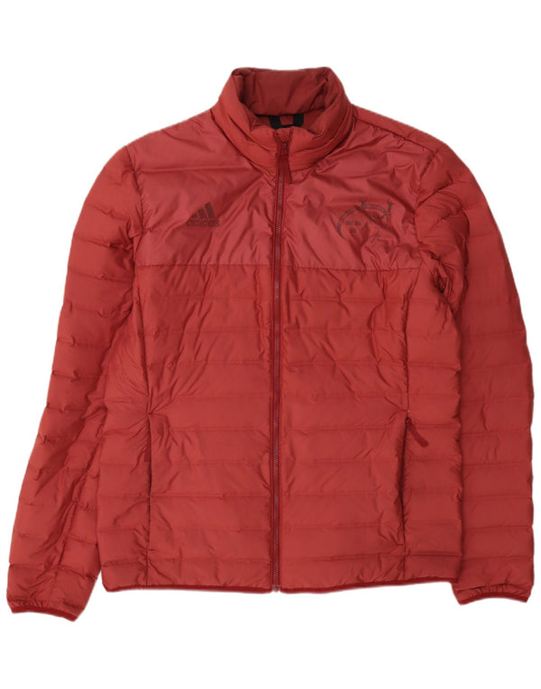 Adidas Mens Munster Rugby Padded Jacket UK 40 Large Burgundy Polyester