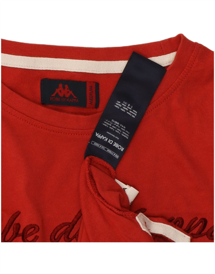 KAPPA Womens Graphic T-Shirt Top UK 12 Medium Red Cotton