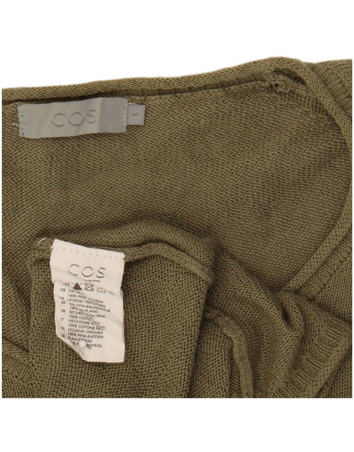 Cos Mens Crew Neck Jumper Sweater Large Khaki Cotton