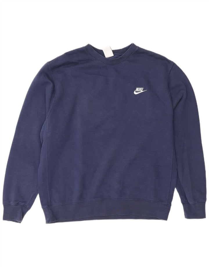 Nike Mens Sweatshirt Jumper Large Navy Blue Cotton