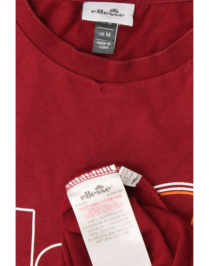 ELLESSE Mens Graphic T-Shirt Top Medium Red Cotton