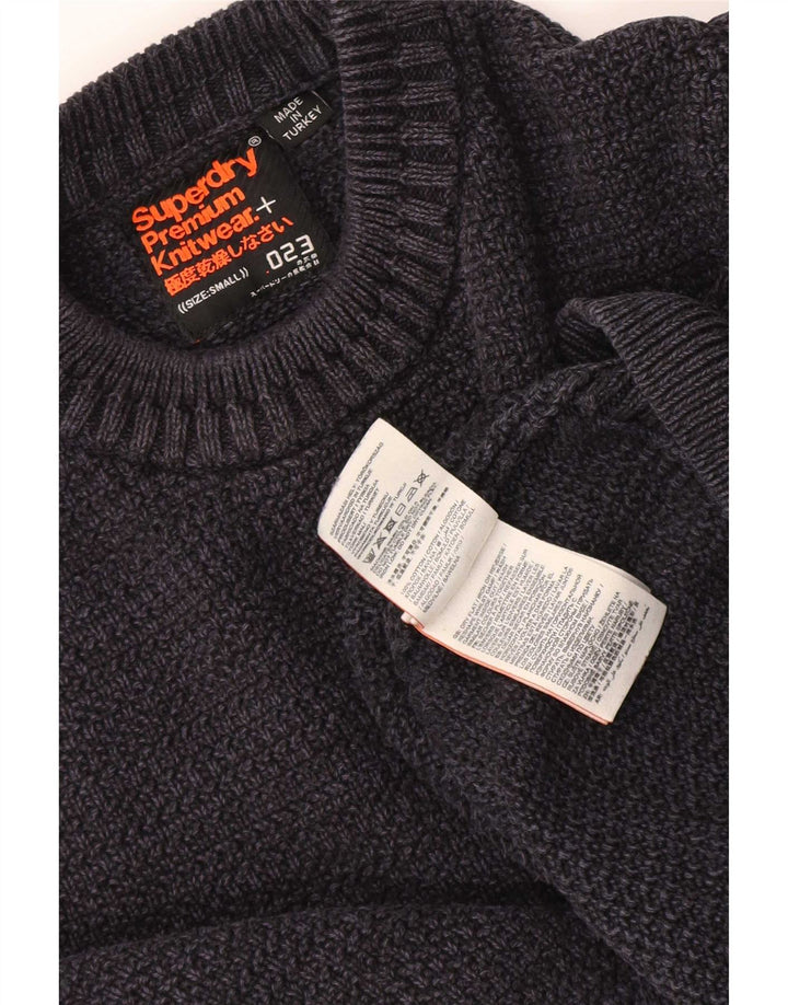 Superdry Mens Crew Neck Jumper Sweater Small Navy Blue Cotton