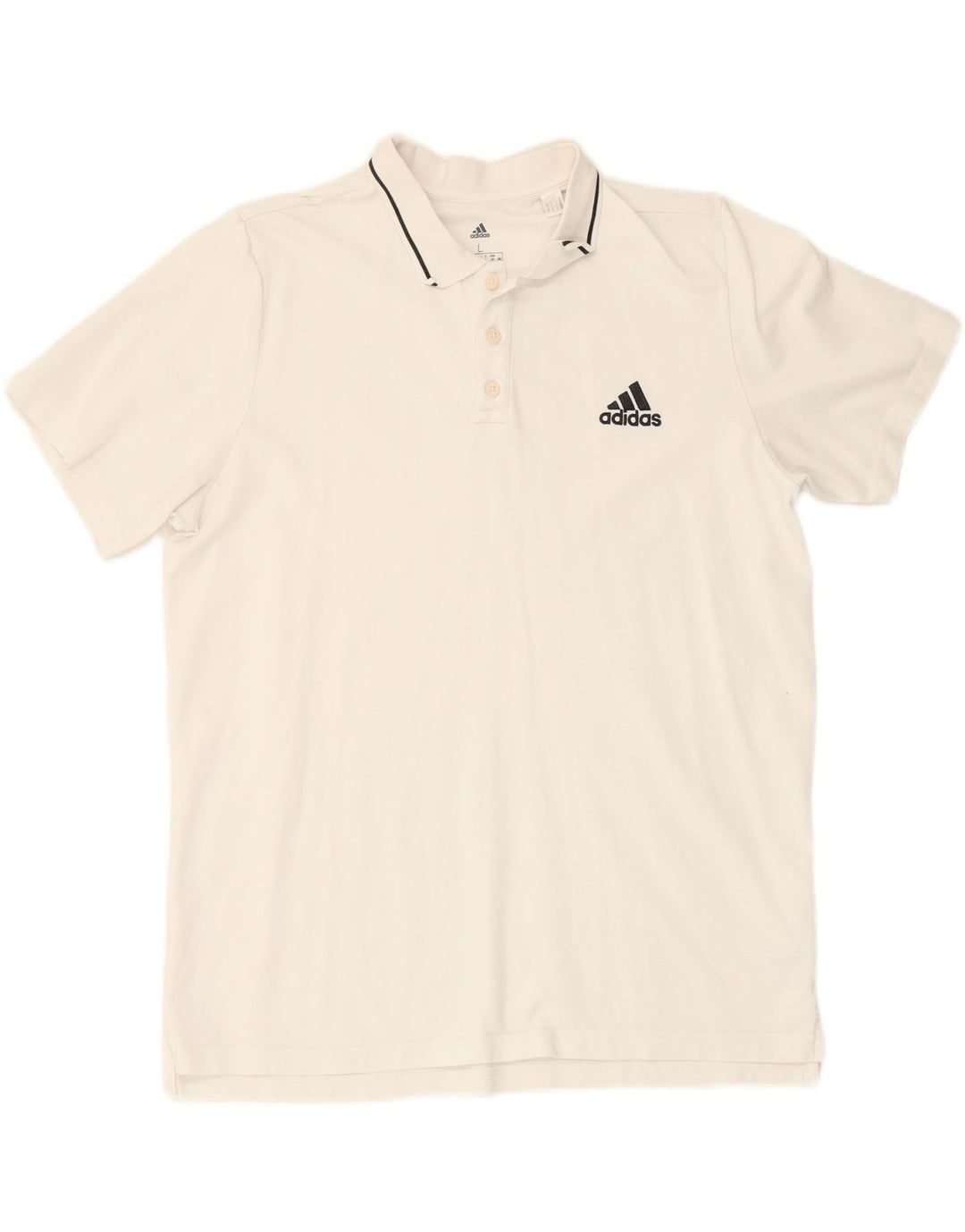ADIDAS Mens Polo Shirt Large White Cotton Vintage Adidas and Second-Hand Adidas from Messina Hembry 