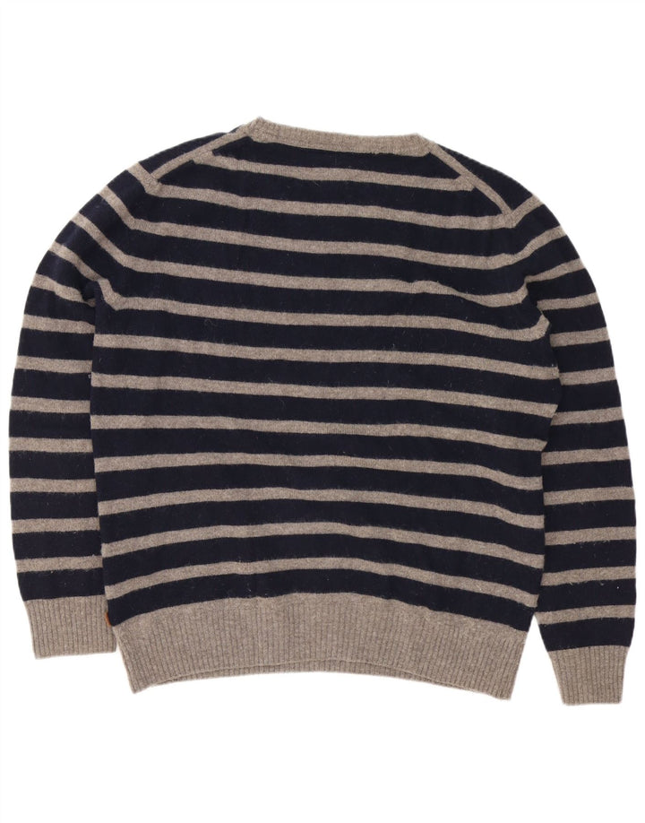 Marlboro Classics Mens Boat Neck Jumper Sweater Large Navy Blue Striped