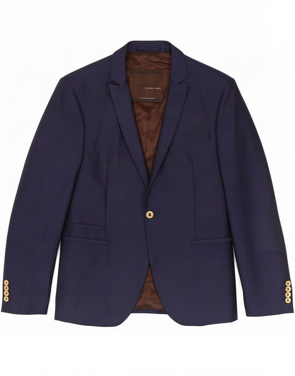 Zara Mens 1 Button Blazer Jacket EU 48 Medium Navy Blue