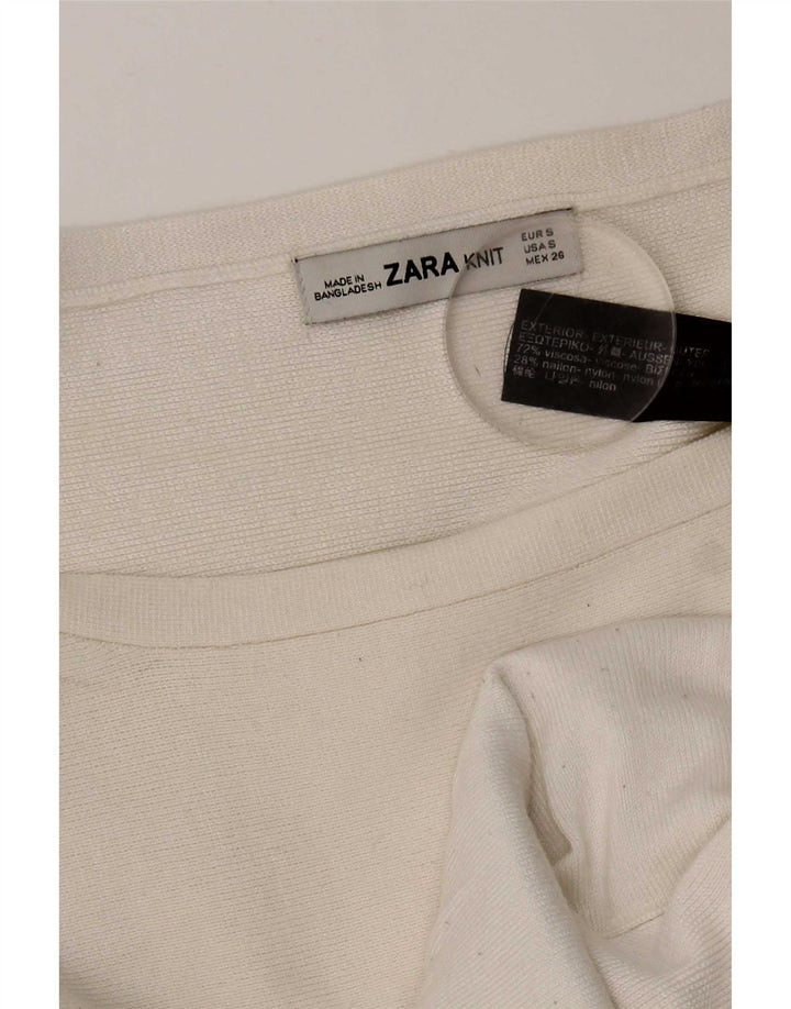 Top Zara da donna oversize a maniche lunghe UK 10 piccolo in viscosa bianca