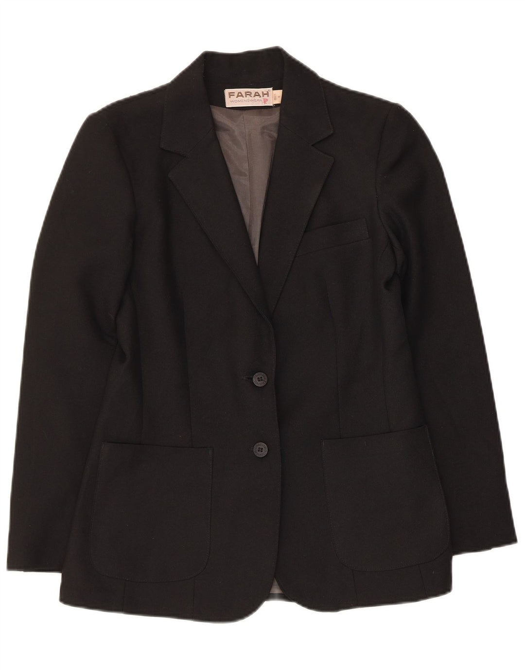 Farah Womens 2 Button Blazer Jacket UK 6 XS Black