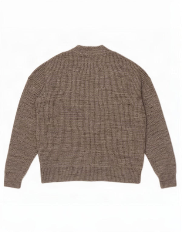 Marks & Spencer Damen-Pullover mit Reißverschluss am Hals, UK 14, Größe L, Grau, Acryl